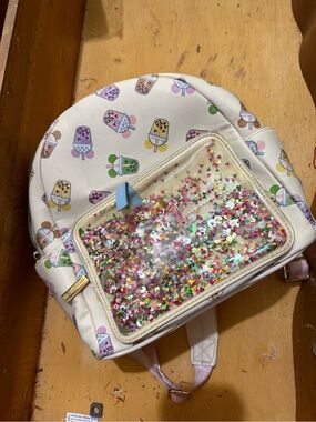 Danielle Nicole Sparkle Confetti White Backpack with Disney print